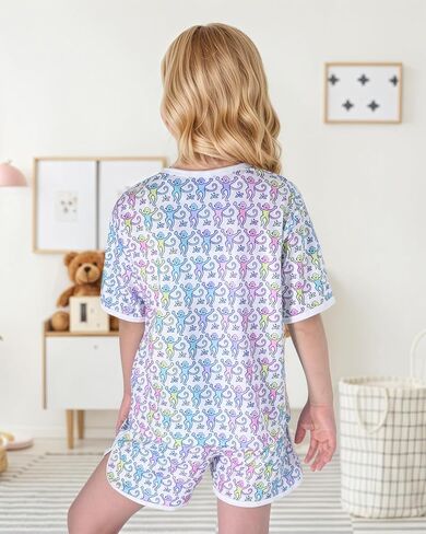Girls Summer Monkey Short Set Kid 2 Piece Beach Clothing Outfit Y2k Preppy Loungewear Pjs Holiday Vacation Tracksuit in Saudi Arabia