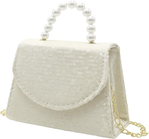 BOLLEY JOSS Kids Sequin Mini Purse Little Girls Shiny Handbag with Pearl Handle Gold Chain Cute Toddlers Crossbody Purses in Kuwait