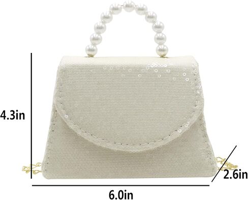 BOLLEY JOSS Kids Sequin Mini Purse Little Girls Shiny Handbag with Pearl Handle Gold Chain Cute Toddlers Crossbody Purses in Kuwait