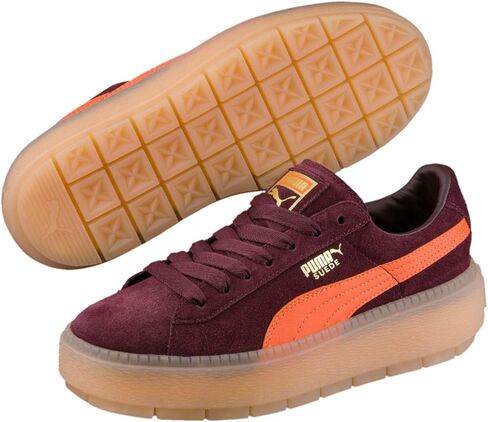 حذاء PUMA نسائي من الجلد المدبوغ بتصميم منصة تريس Block Winetasting/Flame 6 B US, 36 EU in Kuwait