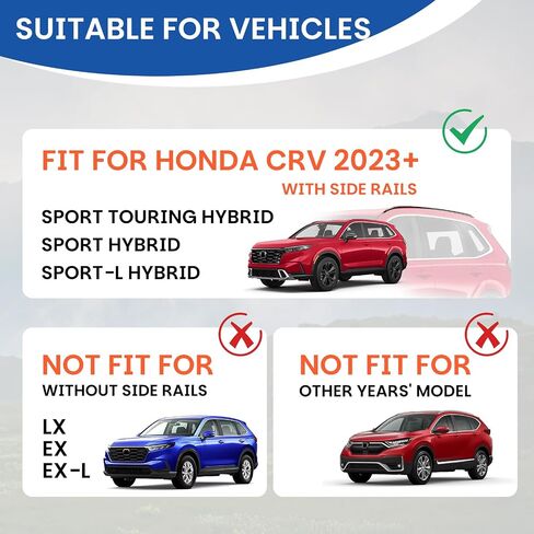220 رطلا رف سقف رف الصليب المتوافق مع هوندا CRV CR-V 2023 2024 2025 الرياضة ، شحنة دراجة من الألومنيوم الشاقية. in Kuwait