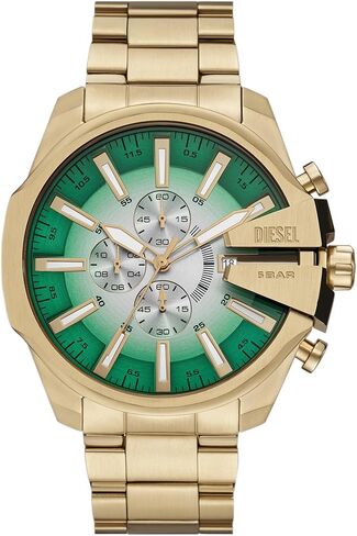 Diesel Men's Mega Chief Quartz Stainless Steel and Silcone Chronograph Watch, Color: Grey, Black (Model: DZ4378) in Saudi Arabia