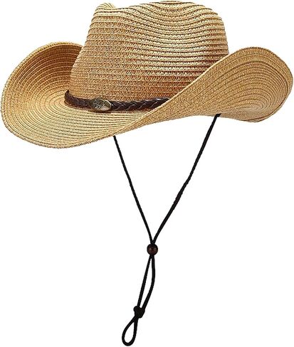 Straw Cowboy Hats Western Cowgirl Hat Foldable Wide Brim Cowboy Hat Travel Vacation Beach Sun Hats for Women Men in Saudi Arabia