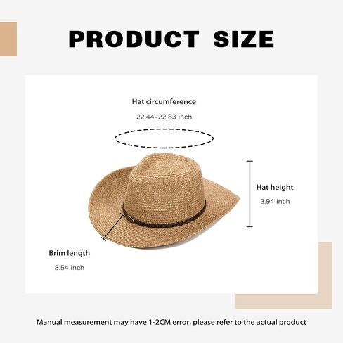 Straw Cowboy Hats Western Cowgirl Hat Foldable Wide Brim Cowboy Hat Travel Vacation Beach Sun Hats for Women Men in Saudi Arabia