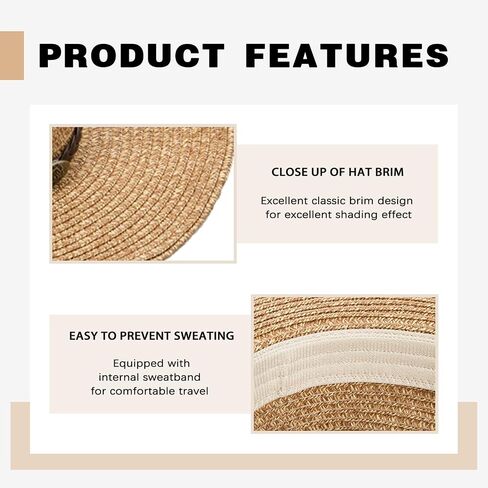Straw Cowboy Hats Western Cowgirl Hat Foldable Wide Brim Cowboy Hat Travel Vacation Beach Sun Hats for Women Men in Saudi Arabia