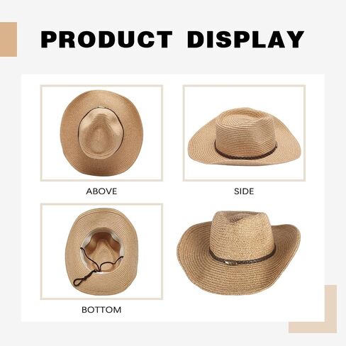 Straw Cowboy Hats Western Cowgirl Hat Foldable Wide Brim Cowboy Hat Travel Vacation Beach Sun Hats for Women Men in Saudi Arabia