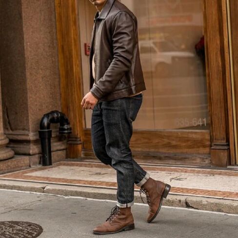 Mens Shirt Collar Genuine Real Lambskin Leather Jacket For Men Vintage Classic Biker Style with Zip Out Liner in Kuwait