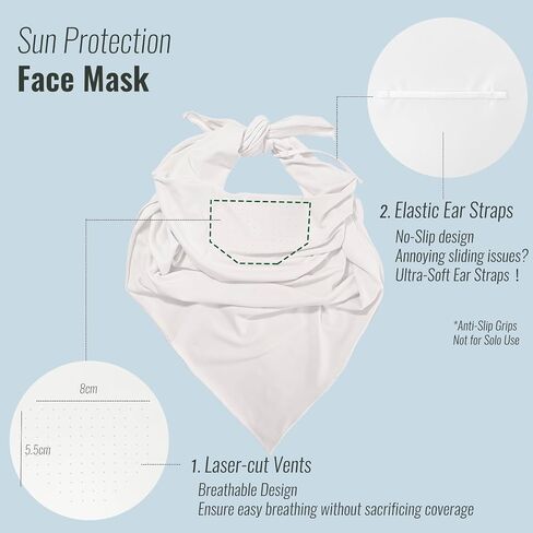 UPF 50+ Sun Bandana Scarf with Elastic Ear Straps & Nose Vents 2-in-1 Neck Gaiter & Mask for Summer Outerdoor Activities in Kuwait