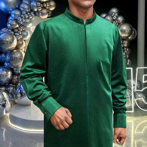 Men's Kaftan Robe 2 Piece Velvet Suit African Dashiki Shirt Pants Party Outfits Traditional Ethnic Attire in Kuwait