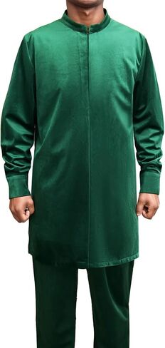 Men's Kaftan Robe 2 Piece Velvet Suit African Dashiki Shirt Pants Party Outfits Traditional Ethnic Attire in Kuwait