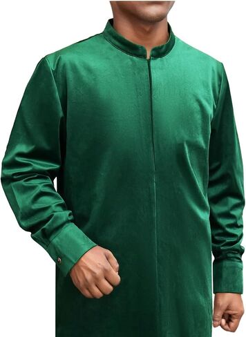 Men's Kaftan Robe 2 Piece Velvet Suit African Dashiki Shirt Pants Party Outfits Traditional Ethnic Attire in Kuwait