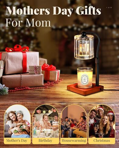 Dimmable Candle Warmer Lamp with Timer Adjustable Height, Mothers Day Birthday Gifts for Mom, Housewarming Gift New Home Decor for Women, Modern Electric Wax Melt Warmer for Jar Candles with 2 Bulbs in Saudi Arabia