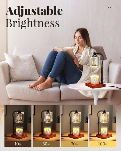 Dimmable Candle Warmer Lamp with Timer Adjustable Height, Mothers Day Birthday Gifts for Mom, Housewarming Gift New Home Decor for Women, Modern Electric Wax Melt Warmer for Jar Candles with 2 Bulbs in Saudi Arabia