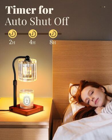 Dimmable Candle Warmer Lamp with Timer Adjustable Height, Mothers Day Birthday Gifts for Mom, Housewarming Gift New Home Decor for Women, Modern Electric Wax Melt Warmer for Jar Candles with 2 Bulbs in Saudi Arabia