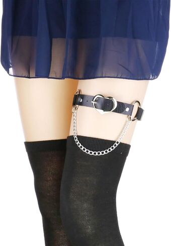 NEWITIN 6 Pieces PU Leather Garters Sexy Punk Garter Thigh High Garters for Women in Saudi Arabia