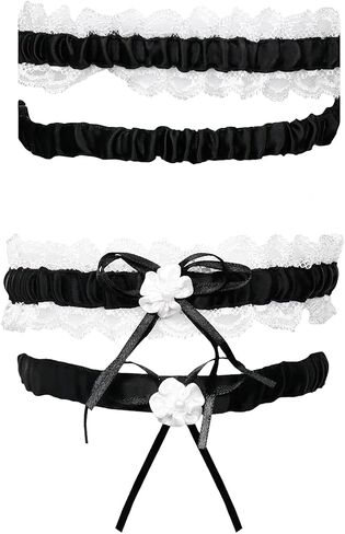 NEWITIN 6 Pieces PU Leather Garters Sexy Punk Garter Thigh High Garters for Women in Saudi Arabia