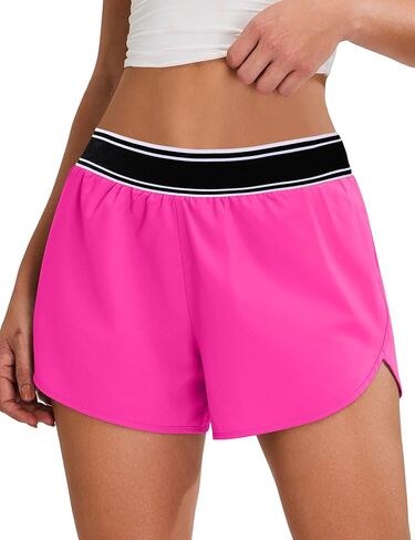 BMJL Women's High Waisted Running Shorts Quick Dry Lined Athletic Workout Shorts with Zipper Pocket in Saudi Arabia