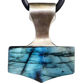 Viking Thors Hammer Mjolnir Necklace Mjolnir Necklace Natural Mens Labradorite Pendant 925 Sterling Silver Thor Hammer Mens Gemstone Necklcae Oxidized Mjolnir Thor pendant