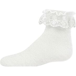 MeMoi Girls' Step and Shimmer Ruffle Anklet Socks
