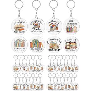24 Pcs Book Club Gifts Book Lovers Acrylic Keychains for Book Lovers Librarian Bookish Group Club Gifts
