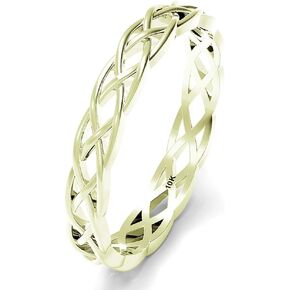 10K White Gold 3MM Eternity Celtic Knot Stackable Wedding Band Ring