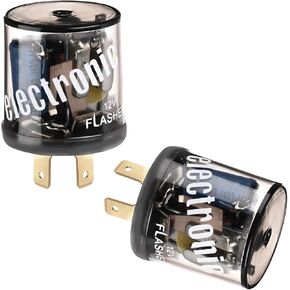 2PCS 2 Pin 12V Heavy Duty Turn Signal Relay, Fixes Hyper Flashing Issue, Waterproof & Dustproof, Easy Plug & Play, Suitable for Most Vehicles with Halogen Bulbs