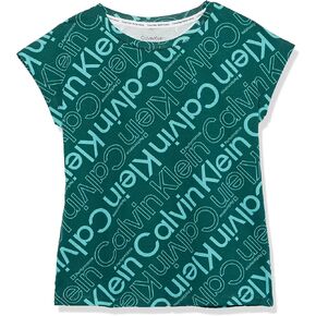 Calvin Klein Girls' Short Sleeve Performance T-Shirt, Crew-Neck Neckline & Logo Detailing, White Foil, 12-14 in Kuwait