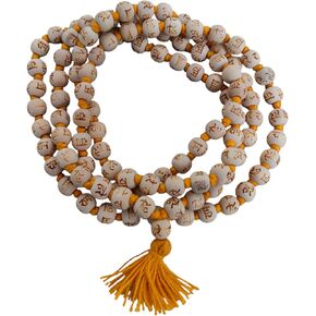 هير راما 108 Tulsi Holy Basil Kadam اليد المعقدة Mala محفورة Hare Rama Japa Mala Beads Necklace ، اليوغا التأمل ، حبات الصلاة 10 ملم الوردية