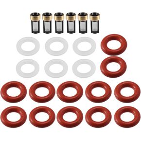 Fuel Injector Seal O Ring - Car O-Ring Rebuild Repair Kit - for VOLVO 2.4 2.5 2.8 2.9L NBR Rubber Orange - 6 Sets