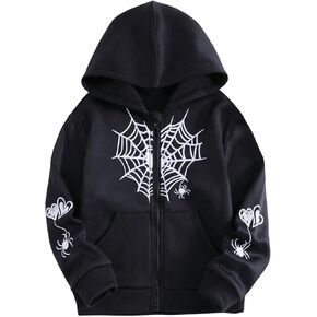 Girl's Zip Up Hoodies Long Sleeve Graphic Sweatshirt Outerwear with Pocket