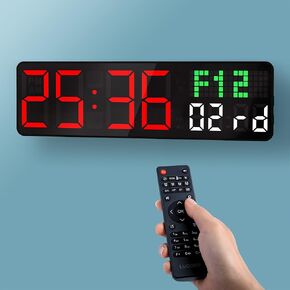 Gym Clock Timer, Workout Clock with Seconds | 5 Display Modes, 4 Alarms | Remote Control Countdown Timer Wall for Home Gym Garage Living Room Classroom Office