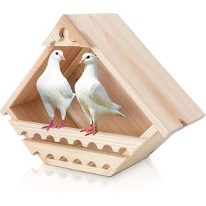 Cedar Dove Nesting Box Dove Bird House Nesting Box Outdoor Wood Doves House Triangular Opening Bird Box for Doves Nesting and Roosting Platform Garden Decoration