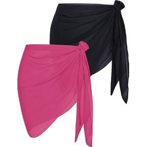 2PCS Sarong Wraps for Women, Beach Cover Ups for Women, Chiffon Sarong Swimsuit Coverup for Pool, Summer Wear