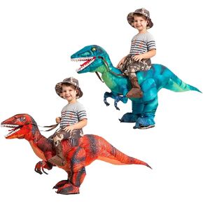 GOOSH Halloween Costumes Boys Girls Inflatable Dinosaur Costume 55IN for Kids and Inflatable Dinosaur Costume 48IN for Aldults Bundle