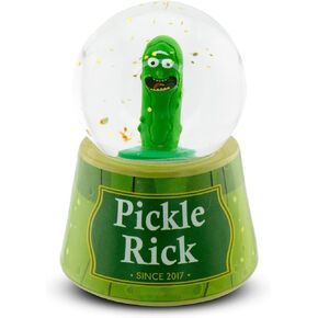 Rick and Morty Pickle Rick Light-Up Mini Adult Snow Globe With Swirling Glitter Display Piece | 3 Inches Tall