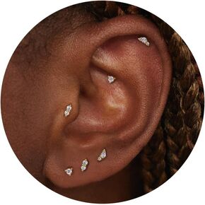 20g/18g/16g Flat Back Earrings Threadless Nose Ring Studs for Women Hypoallergenic Titanium Tragus Piercing Jewelry Tiny Helix Conch Stud Earring for Women