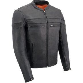 Milwaukee Leather MLM1526 Men's Stay Cool Black Premium Leather Sporty Motorcycle Jacket w/Cool-Tec Leather Treatement