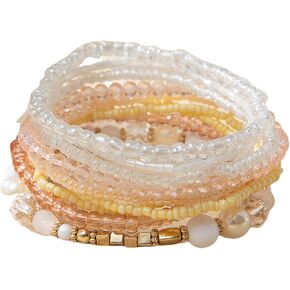 10pcs Bohemian قابلة للتكديس حبة القابلة للتكديس مصنوعة يدويًا كريستال بيرل بيدز بيدز أساور متعددة الطبقة متعددة البيان المجوهرات للنساء in Kuwait
