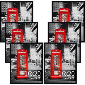 Lavezee 24x36 Poster Frames Set, Black Picture Frame Made to Display 24 by 36 Inch Photo Prints for Wall Decor, 6 Pack