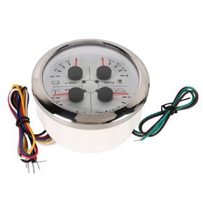 Fuel Level Gauge 4in1 85mm Guage Multifunction Fuel Level Oil Pressure Water Temp Volt Meter DC 9‑32V for Car RV Boat Motorcycle (Black °F/PSI)