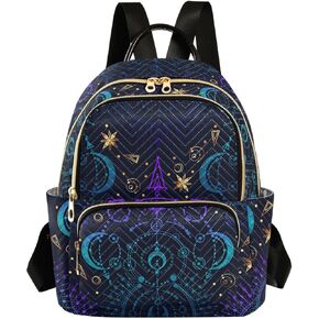 ALAZA Moon Star Witchy Blue & Purple Mini Backpack Purse for Women Travel Bag Fashion Daypack Back Pack Shoulder Bag