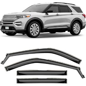 CLIM ART in-Channel Incredibly Durable Rain Guards for Ford F150 2009-2014 SuperCrew, Original Window Deflectors, Vent Deflector, Vent Window Visors, Dark Smoke Truck Accessories, 4 pcs. - 609010