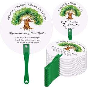 100 Pcs Family Reunion Party Favors Family Tree Round Handheld Fans Remembering Our Roots Plastic Fans with Handle for Party Favors Gifts