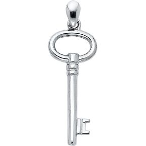 14k REAL White Gold Key to My Heart Charm Pendant