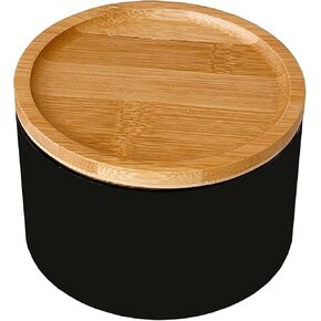 Wlz Small Jewelry Organizer Box Round Modern Jewelry Storage Box for Women Earrings Rings Holder Girls Necklaces Bracelets Container Boxes with Wood Lid (Black)