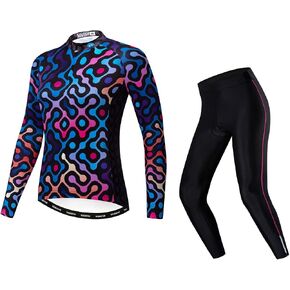 JPOJPO Women's Cycling Jersey Set Long Sleeve Bike Clothing Autumn Winter Reflective+5D Padded Long Pants S-2XL in Saudi Arabia