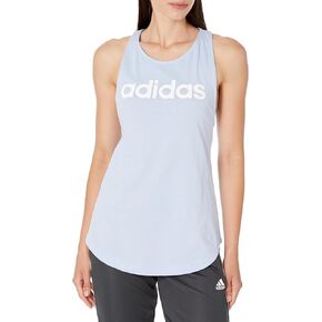 تيشيرت بدون أكمام للسيدات من adidas Essentials فضفاض بشعار، App Sky Rush/White، مقاس XX-Small in Saudi Arabia