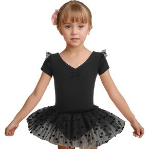 Girls Ballet Short sleeve Skirted Leotards with Tutus Dance Dress Ballerina Outfits