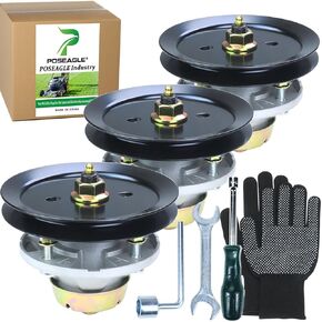 3 Pack AM124498 Spindle Assembly with M131814 Spindle Pulley Replaces AM131680 AM135349 for John Deere GT235 GT245 LT170 LX200 X465 X475 X485 X700 X744 Lawn Tractors