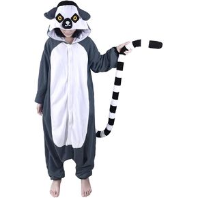 Lemur Pajamas Unisex Adult Jumpsuit Animal Cosplay Costumes Gray